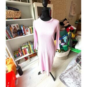 RARE Lesley Evers Ribbed Midi Dress - Soft Pink, Size Medium, 3/4‎ Sleeve